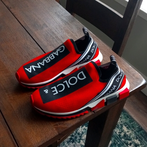 Dolce & Gabana Red size 11 slip on sneakers